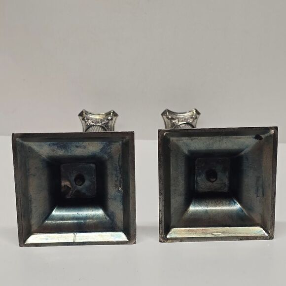 VTG WA William Adams Spain 10" Candlesticks Silver Plated Neoclassical Columns - Picture 6 of 8